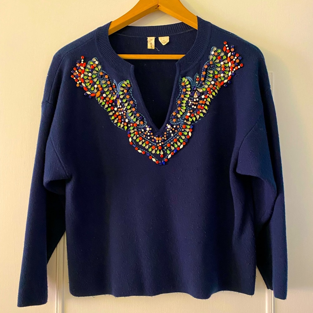 Anthropologie Moth Beaded Sweater